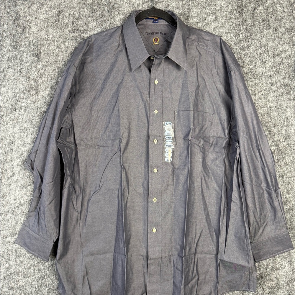 Tommy Hilfiger Dress Shirt 17 32/33 Gray Long Sleeve 100% Cotton Men’s. Size L